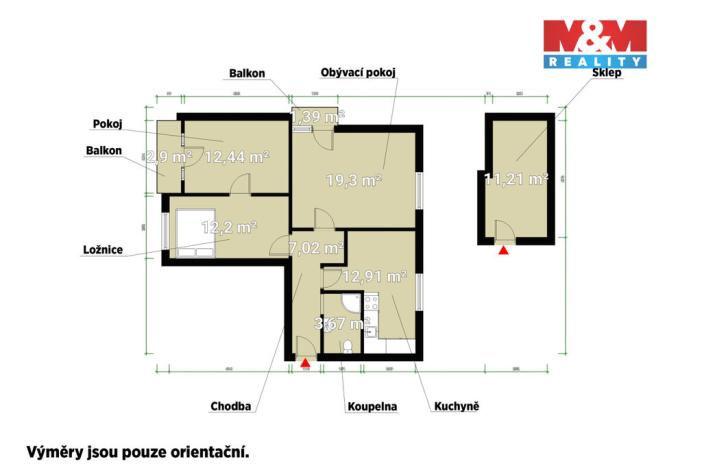 Prodej bytu 3+1, Klatovy - Klatovy IV, Studentská, 68 m2