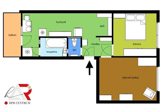 Pronájem bytu 2+1, Vyškov, Puškinova, 46 m2