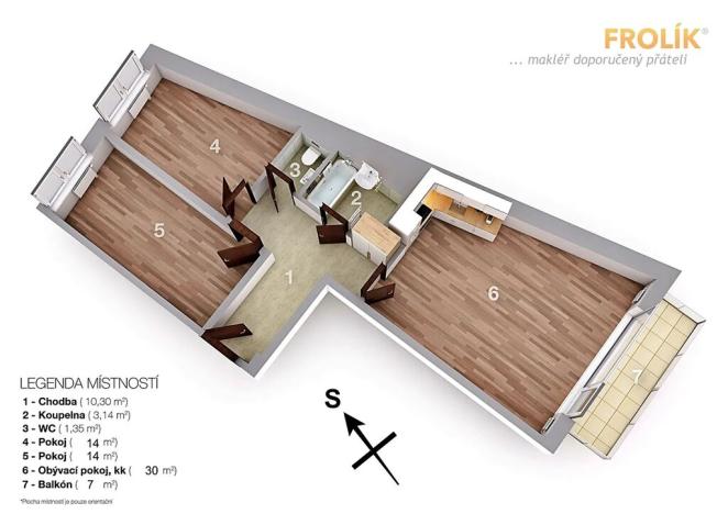 Pronájem bytu 3+kk, Praha - Košíře, Starokošířská, 75 m2