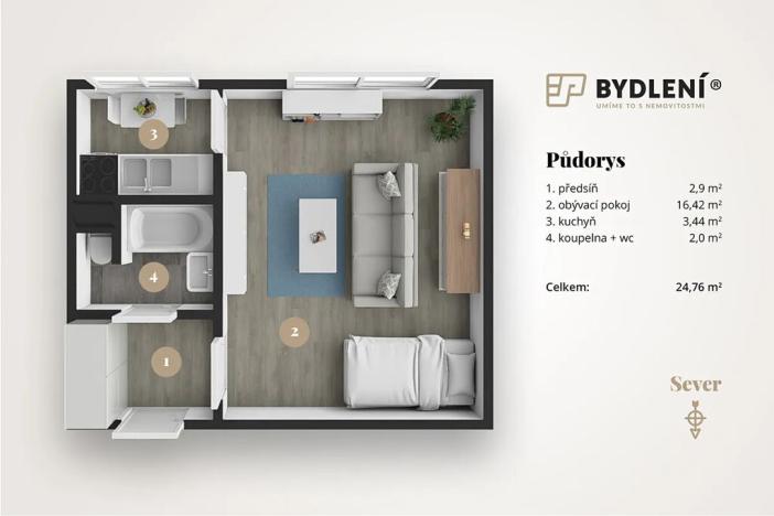 Prodej bytu 1+1, Hrob, Rybniční, 27 m2