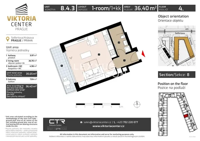 Prodej bytu 1+kk, Praha - Žižkov, Krásova, 36 m2