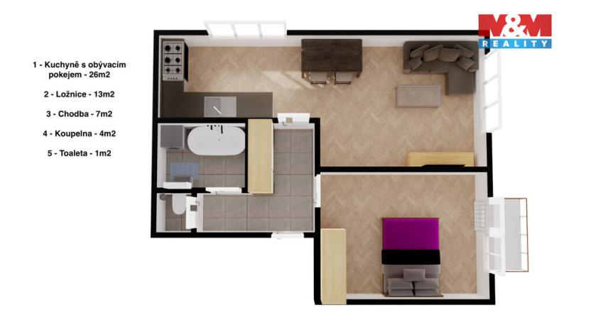 Pronájem bytu 2+1, Kladno - Kročehlavy, Jaroslava Foglara, 51 m2