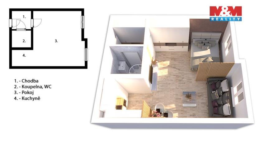 Prodej bytu 1+kk, Praha - Dolní Chabry, Spořická, 39 m2