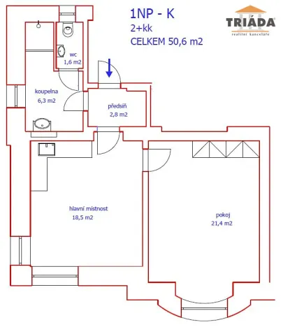 Pronájem bytu 2+kk, Turnov, Fučíkova, 50 m2