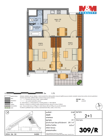 Prodej bytu 2+1, Praha - Hlubočepy, Gollové, 59 m2