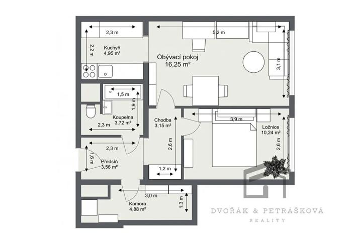 Pronájem bytu 2+kk, Praha - Ruzyně, Žukovského, 47 m2