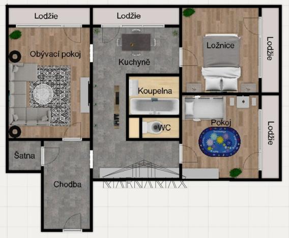 Prodej bytu 3+1, Chomutov, Šafaříkova, 72 m2