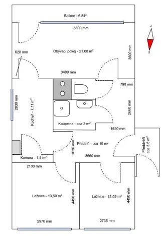 Prodej bytu 3+1, Praha - Chodov, Markušova, 76 m2