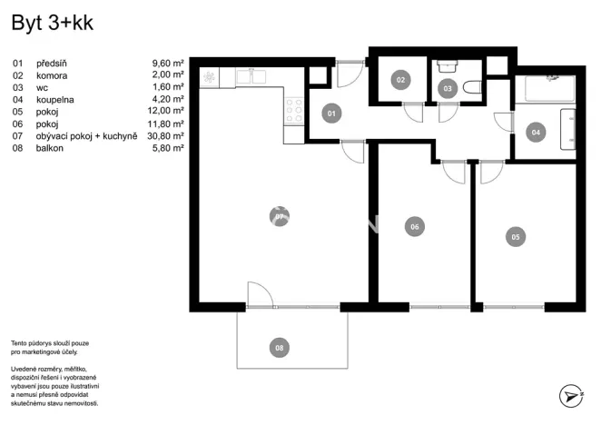 Prodej bytu 3+kk, Praha - Stodůlky, Toufarova, 72 m2