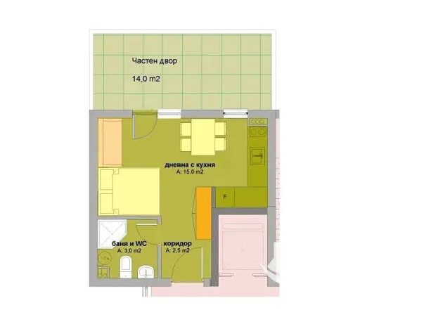 Prodej bytu 1+kk, Bjala, Bulharsko, 39 m2