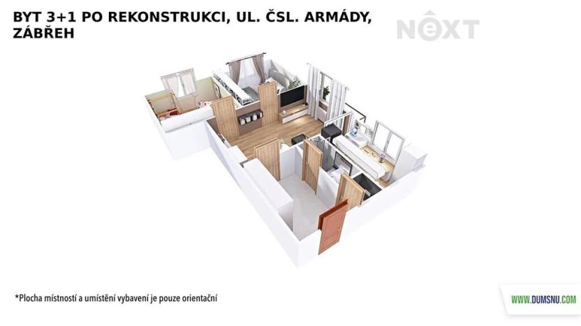 Pronájem bytu 3+1, Zábřeh, Československé armády, 60 m2