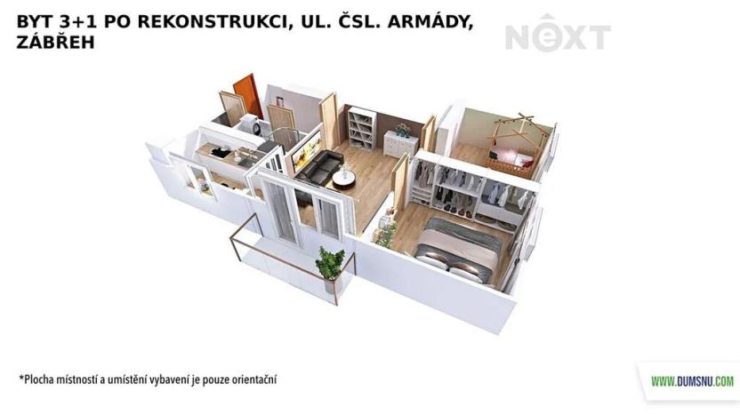 Pronájem bytu 3+1, Zábřeh, Československé armády, 60 m2