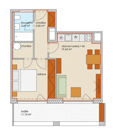Prodej bytu 2+kk, Praha - Košíře, Hlaváčkova, 56 m2