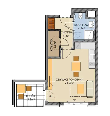 Pronájem bytu 1+kk, Praha - Ruzyně, Stočesova, 39 m2
