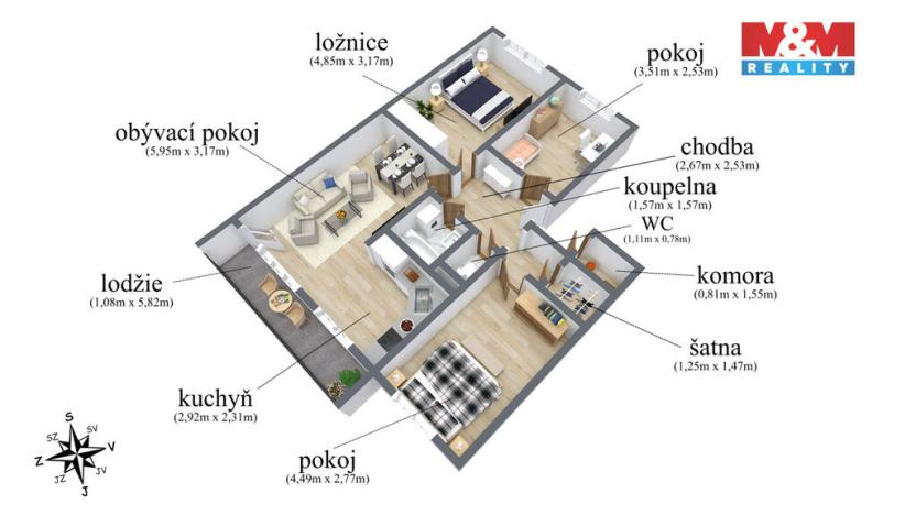 Prodej bytu 4+1, Most, Česká, 79 m2