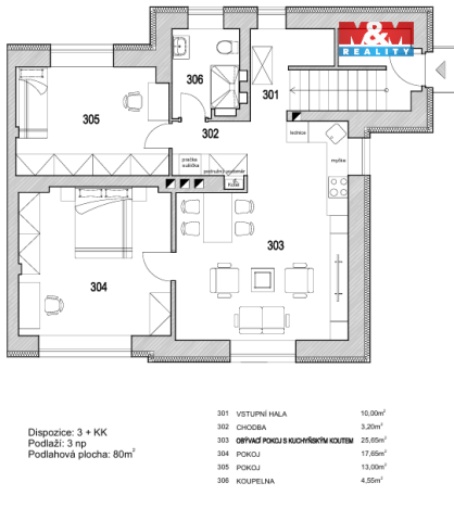 Prodej bytu 3+kk, Praha - Radlice, Na Farkáně III, 80 m2