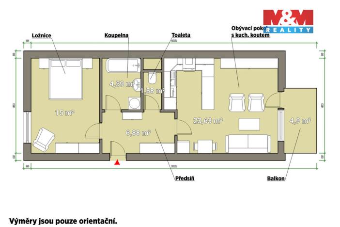 Pronájem bytu 2+kk, Praha - Motol, Lékařská, 51 m2