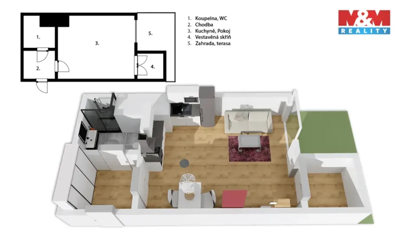 Pronájem bytu 1+kk, Praha, Polská, 32 m2