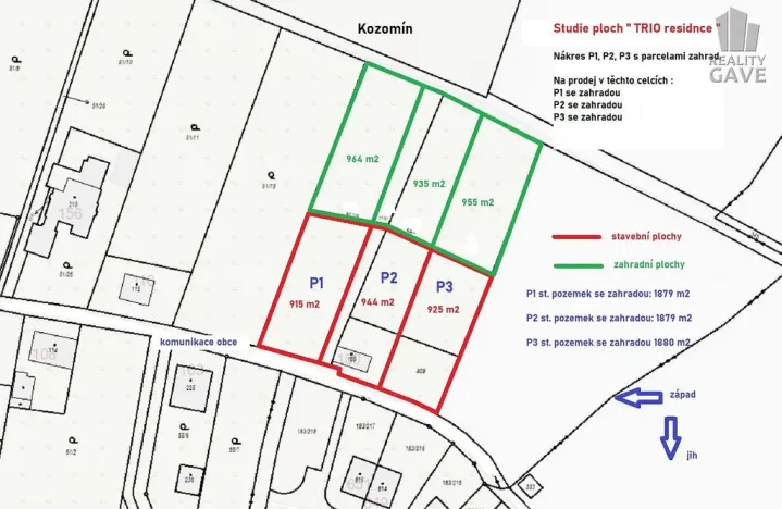 Prodej pozemku, Kozomín, 1880 m2