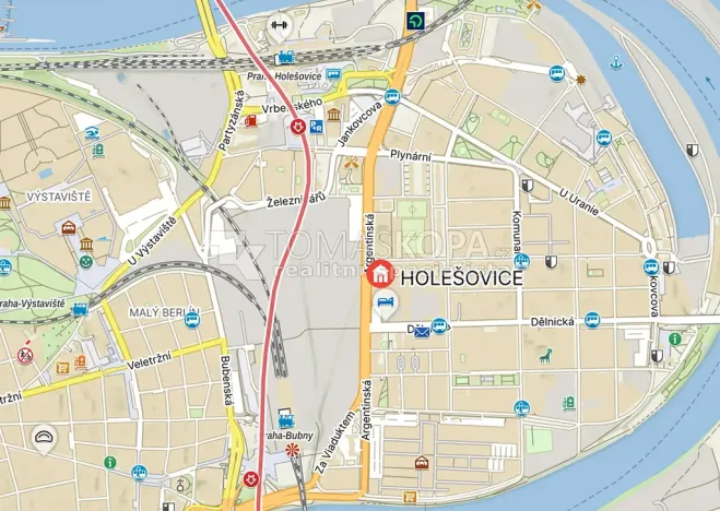 Pronájem bytu 2+kk, Praha - Holešovice, Argentinská, 43 m2