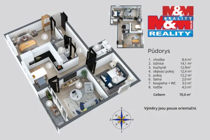 Prodej bytu 3+1, Děčín - Děčín XXVII-Březiny, Kosmonautů, 66 m2