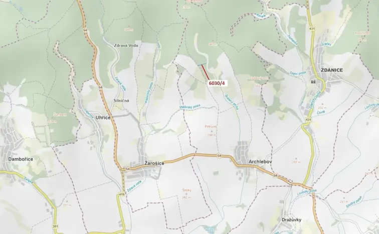 Dražba lesa, Archlebov, 2108 m2