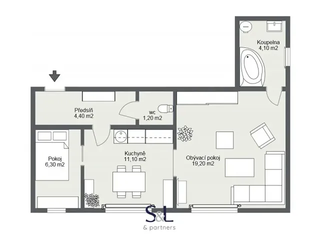 Prodej bytu 2+1, Velké Březno, 47 m2