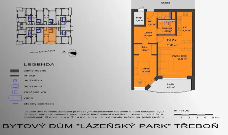 Pronájem bytu 2+kk, Třeboň - Třeboň II, Lázeňská, 65 m2
