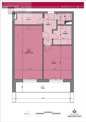 Prodej bytu 2+kk, České Budějovice, Čakovská, 14439 m2