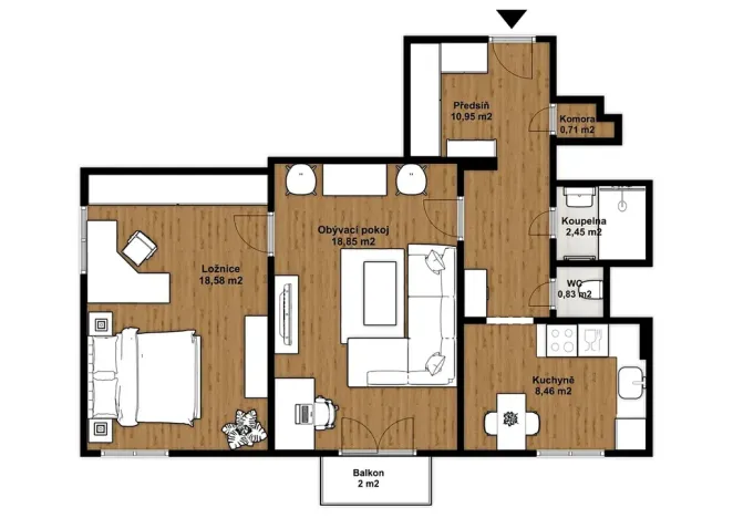 Prodej bytu 2+1, Praha - Kobylisy, Březiněveská, 67 m2
