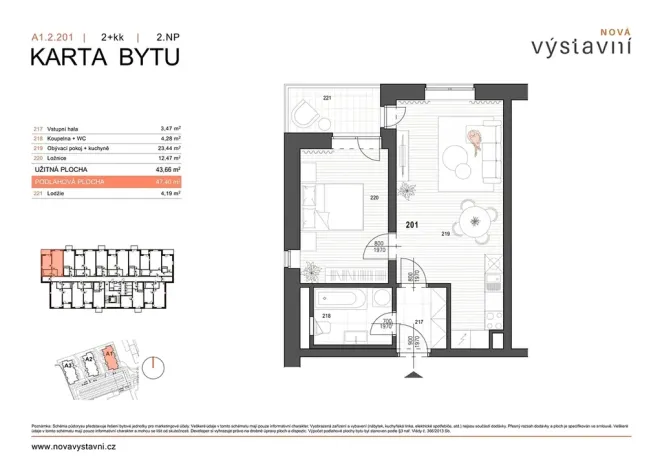 Prodej bytu 2+kk, Ostrava, Výstavní, 47 m2