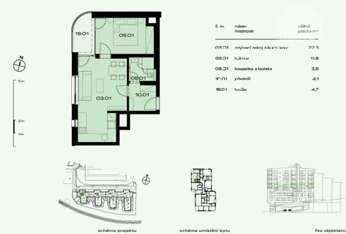 Prodej bytu 2+kk, Praha - Radlice, U Komína, 45 m2