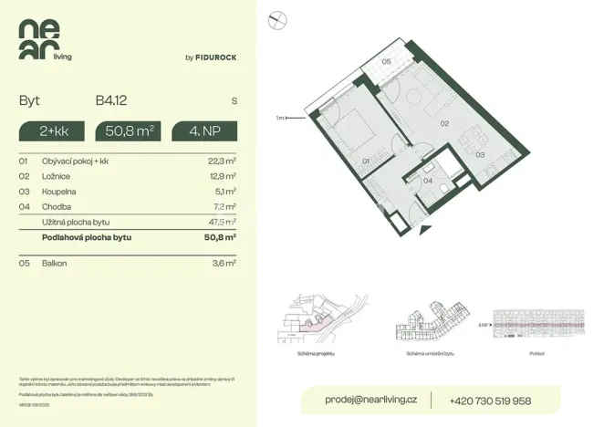 Prodej bytu 2+kk, Praha - Libeň, Na kopečku, 48 m2