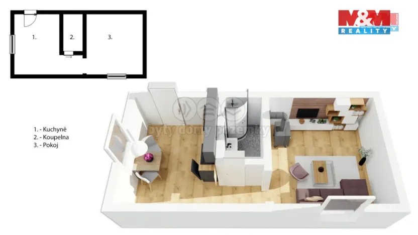 Prodej bytu 1+1, Vápenná, 35 m2