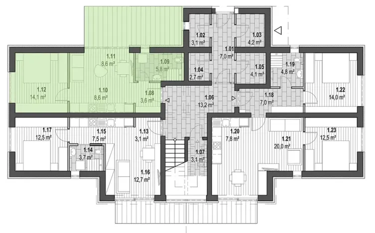 Prodej bytu 2+kk, Kunčice nad Labem, 41 m2