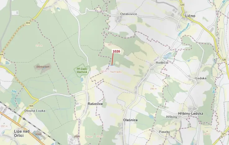 Dražba pozemku, Olešnice, 1135 m2