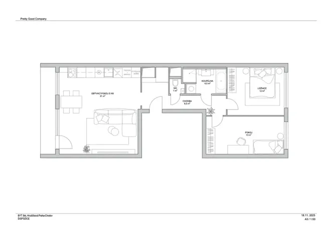Prodej bytu 3+kk, Praha - Chodov, Hrudičkova, 80 m2