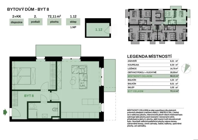Prodej bytu 2+kk, Chvaletice, V Telčicích, 72 m2