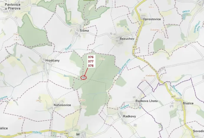 Dražba lesa, Hradčany-Kobeřice, 1703 m2