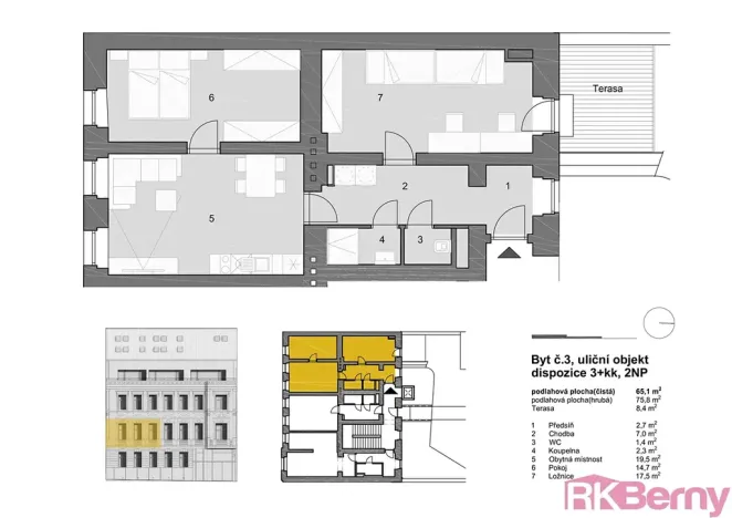 Pronájem bytu 3+kk, Brno, Spolková, 73 m2