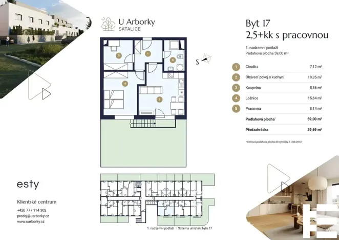 Prodej bytu 3+kk, Praha - Satalice, Za Novákovou zahradou, 59 m2