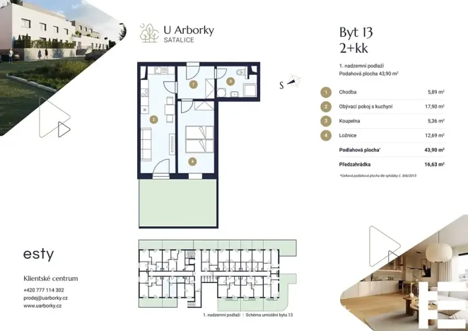 Prodej bytu 2+kk, Praha - Satalice, Za Novákovou zahradou, 44 m2