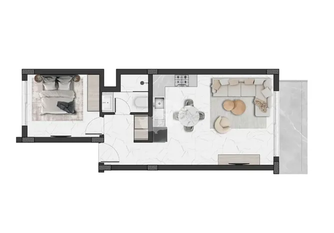 Prodej bytu 2+kk, Agios Amvrosios Keryneias, Kypr, 60 m2