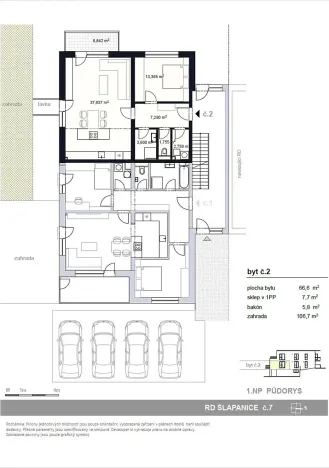 Prodej bytu 2+kk, Šlapanice, 67 m2