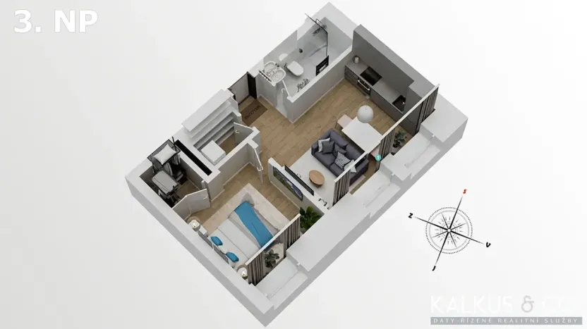 Pronájem bytu 2+kk, Hradec Králové, Eliščino nábřeží, 30 m2