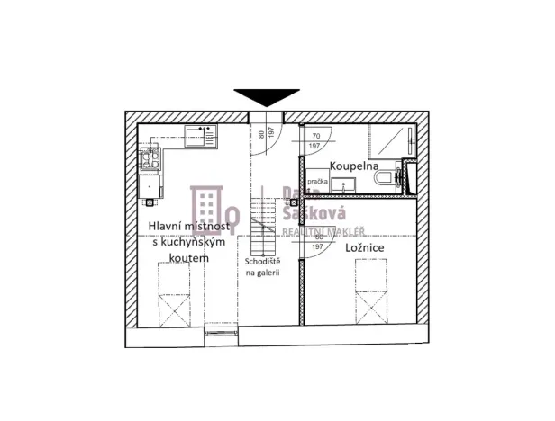 Pronájem bytu 2+kk, Jindřichův Hradec, 49 m2