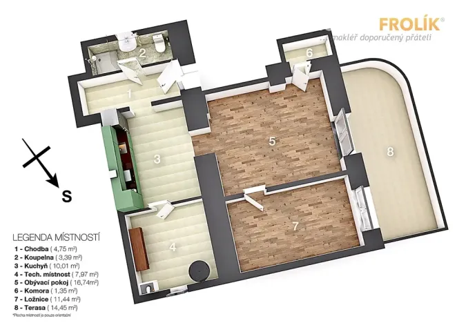 Pronájem bytu 2+kk, Praha - Bubeneč, Eliášova, 55 m2