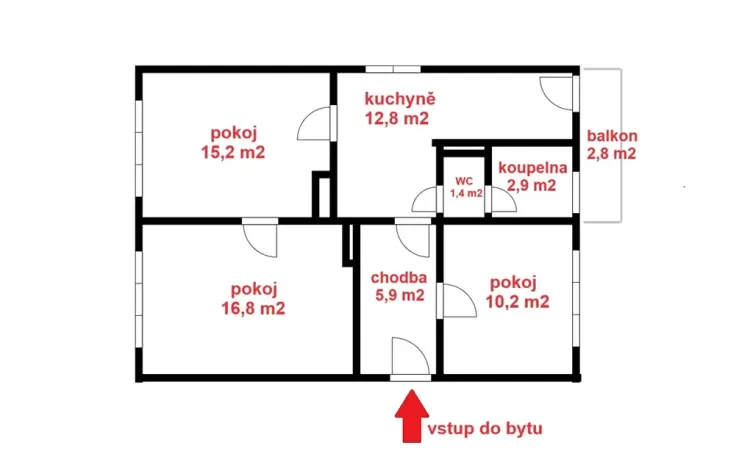 Prodej bytu 3+1, Planá nad Lužnicí, 79 m2