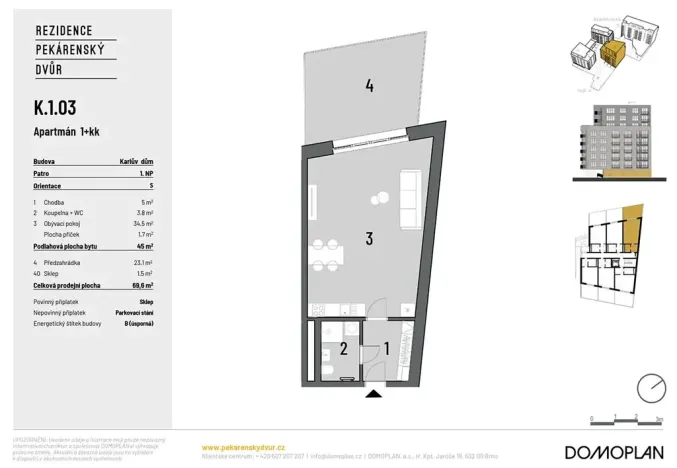Prodej bytu 1+kk, Brno, Bratislavská, 45 m2