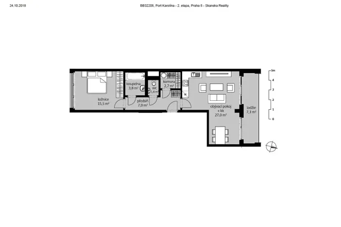 Pronájem bytu 2+kk, Praha - Karlín, Za Karlínským přístavem, 57 m2